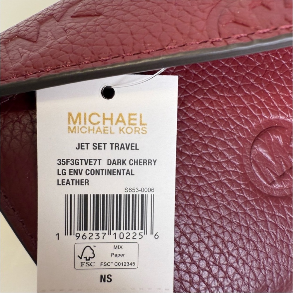 MICHAEL KORS Jet Set Travel Large Envelope Continental Wallet in Dark Cherry 🍒 - Picture 5 of 8